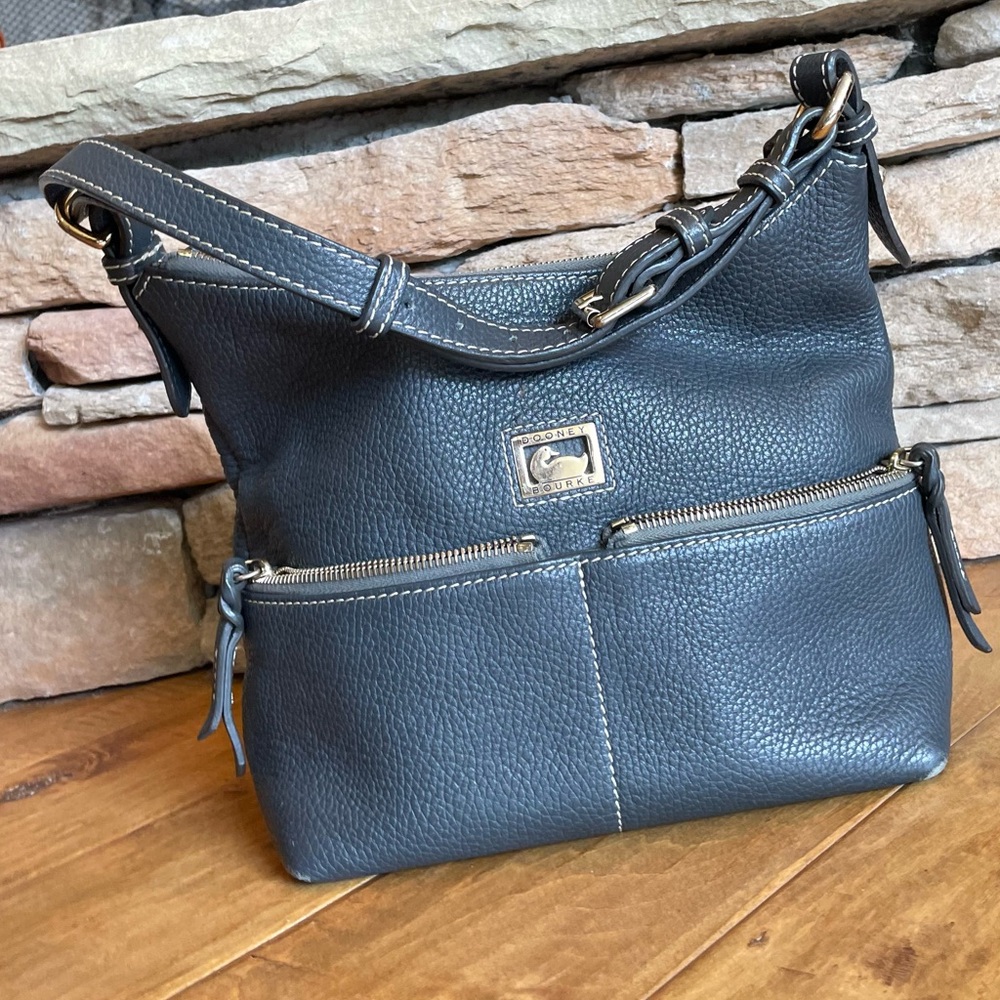 Dooney & Bourke Black/Gray  Leather Shoulder Bag